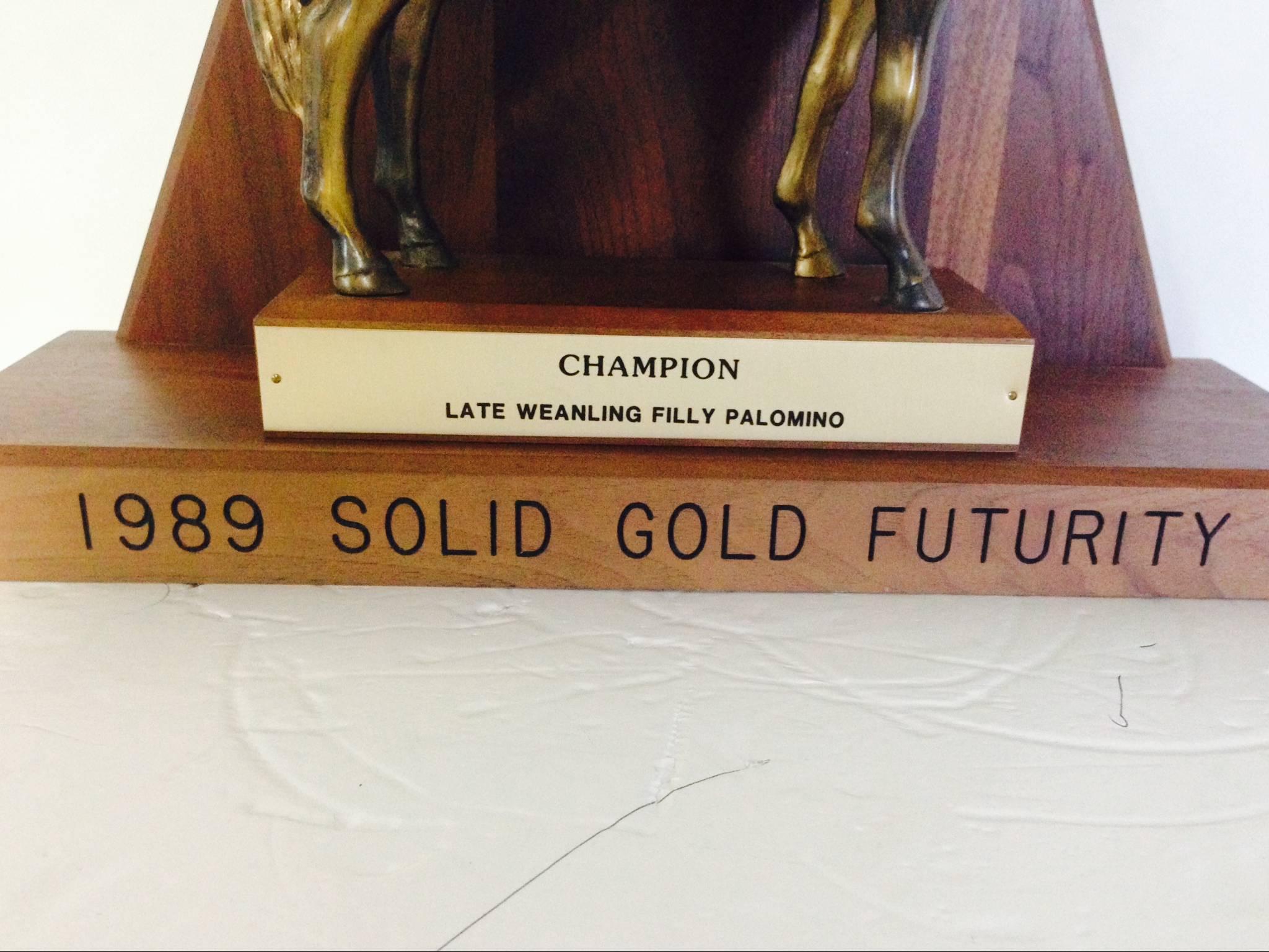 20th Century Solid Brass and Walnut Mounted Championship Horse Trophy, 1989 For Sale