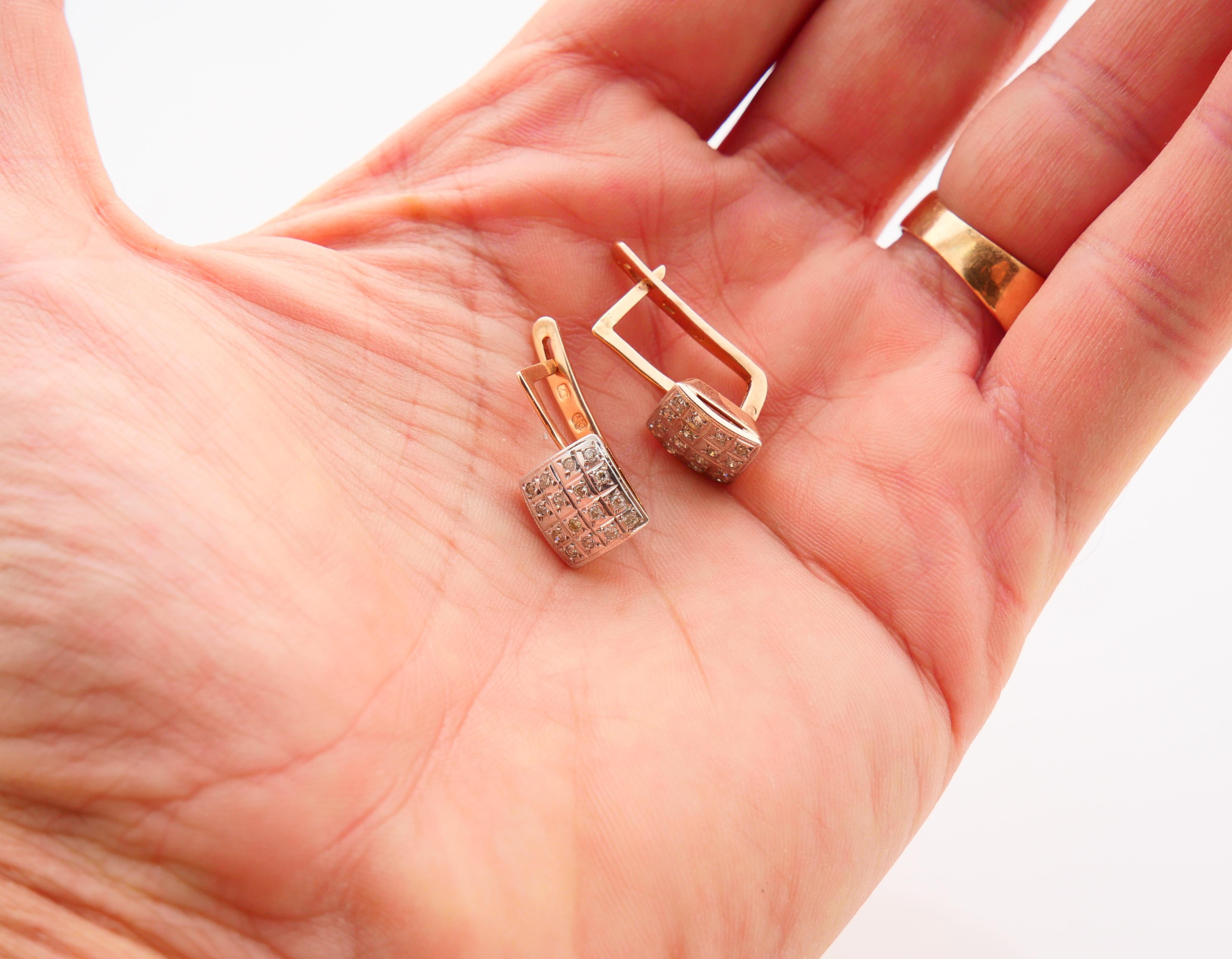 1989 Soviet Russian Earrings Diamonds solid 14K Gold / 5.95 gr en vente 5