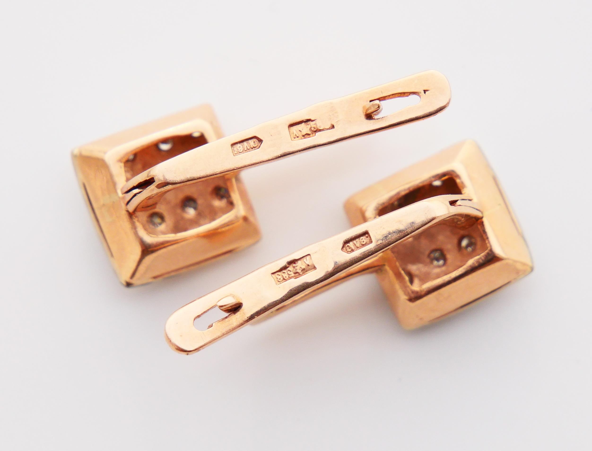 1989 Soviet Russian Earrings Diamonds solid 14K Gold / 5.95 gr en vente 6