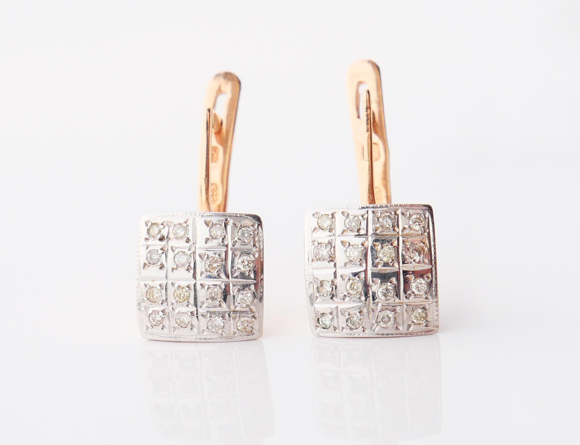 Art déco 1989 Soviet Russian Earrings Diamonds solid 14K Gold / 5.95 gr en vente