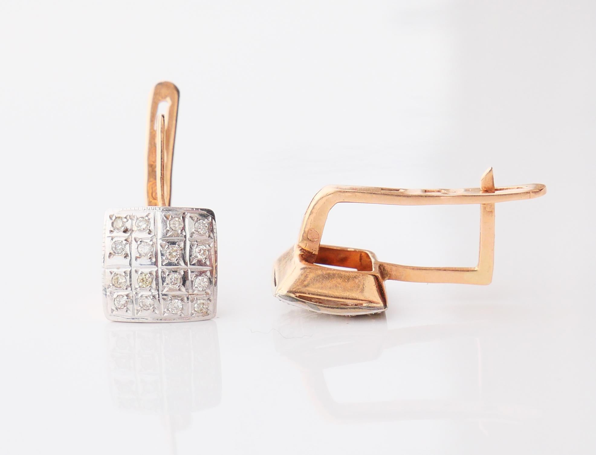 1989 Soviet Russian Earrings Diamonds solid 14K Gold / 5.95 gr Pour femmes en vente