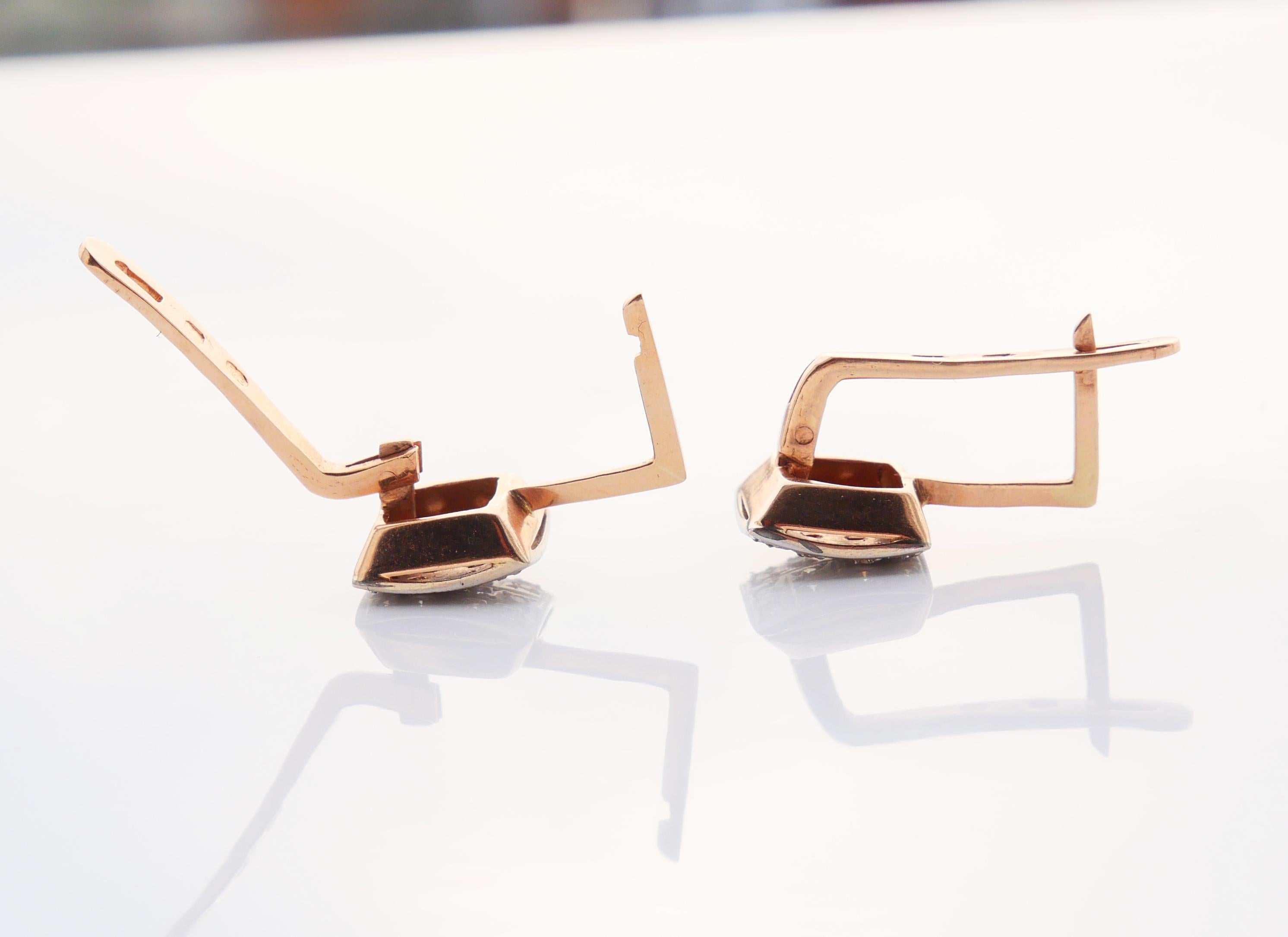 1989 Soviet Russian Earrings Diamonds solid 14K Gold / 5.95 gr en vente 1