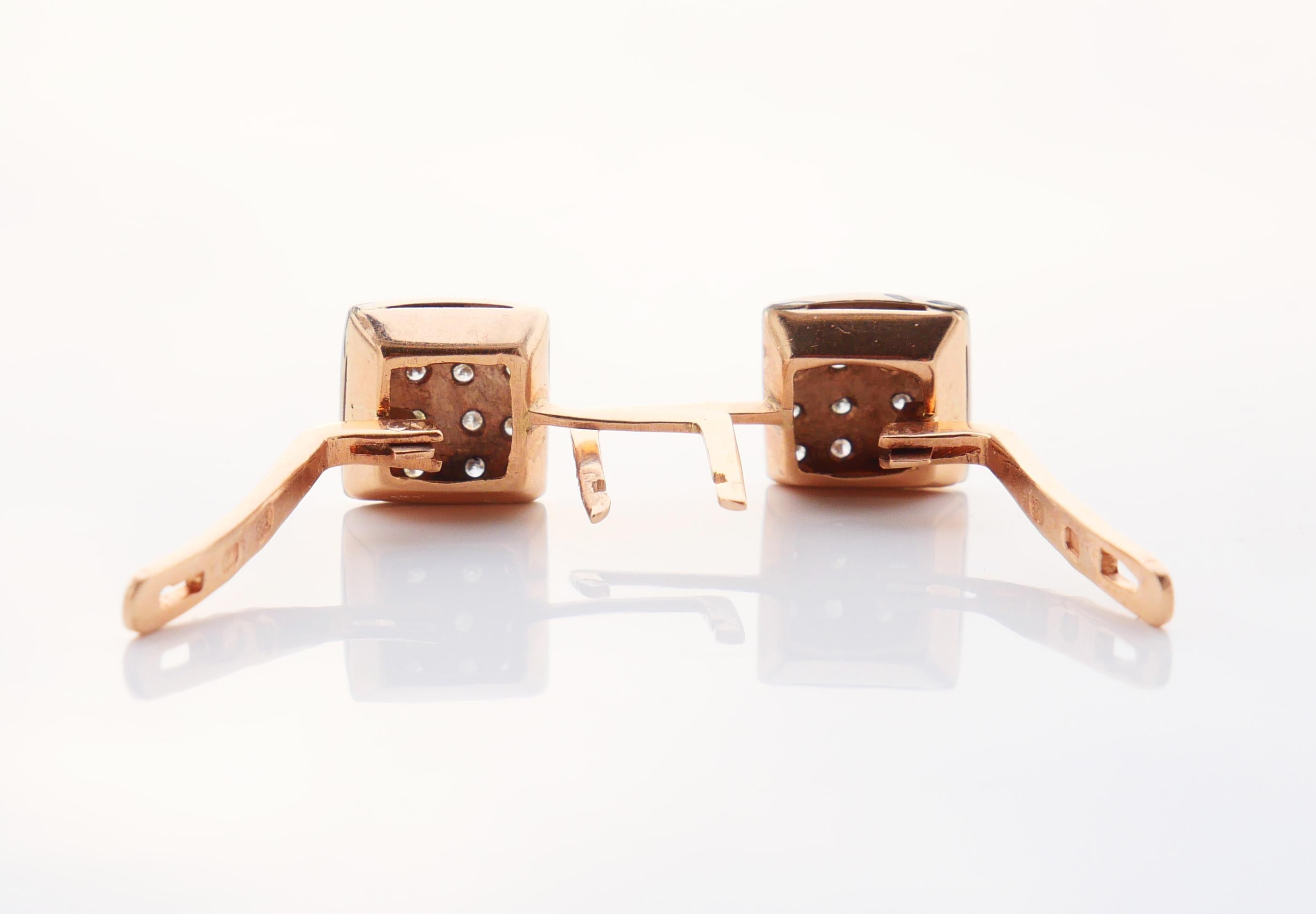 1989 Soviet Russian Earrings Diamonds solid 14K Gold / 5.95 gr en vente 2