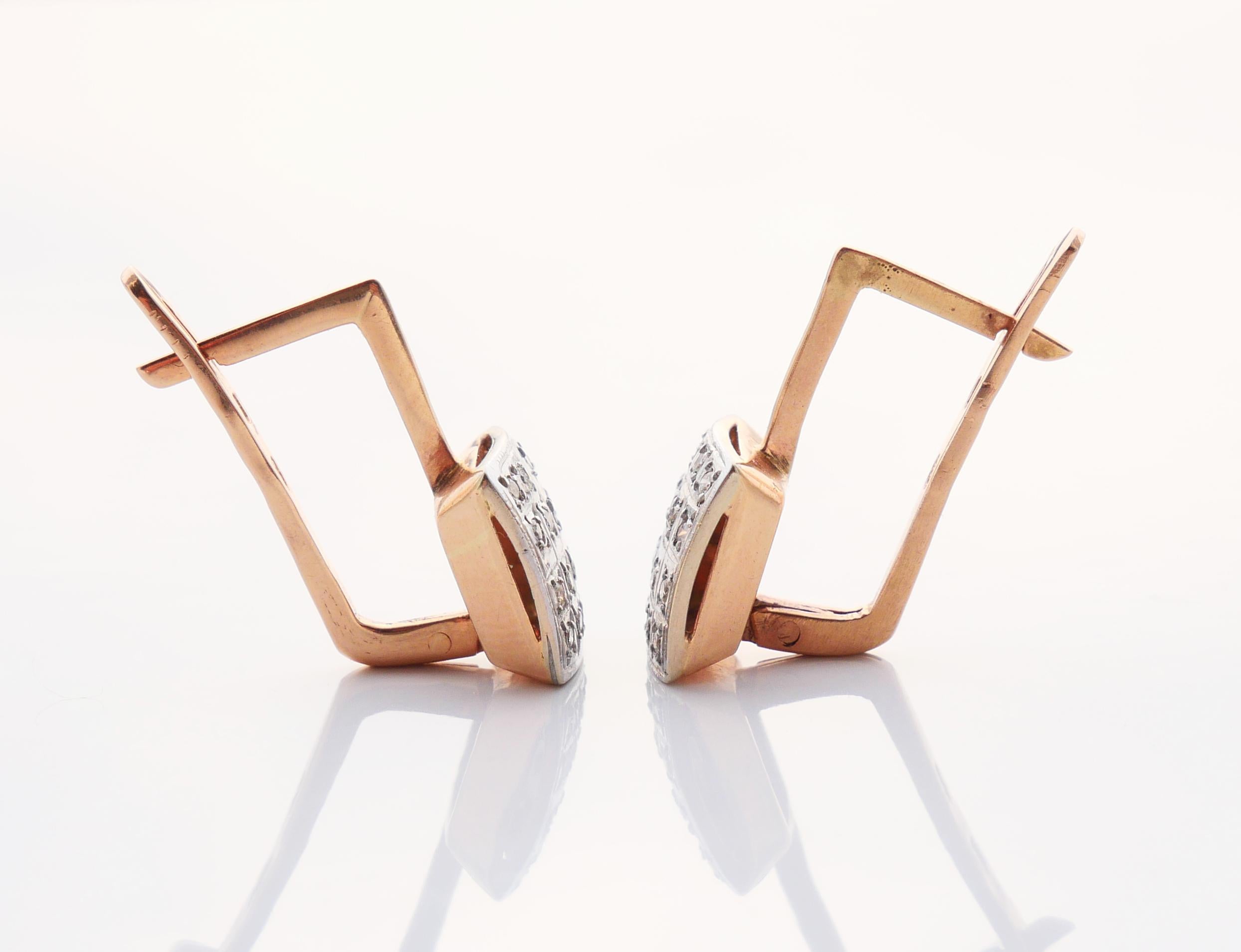 1989 Soviet Russian Earrings Diamonds solid 14K Gold / 5.95 gr en vente 3