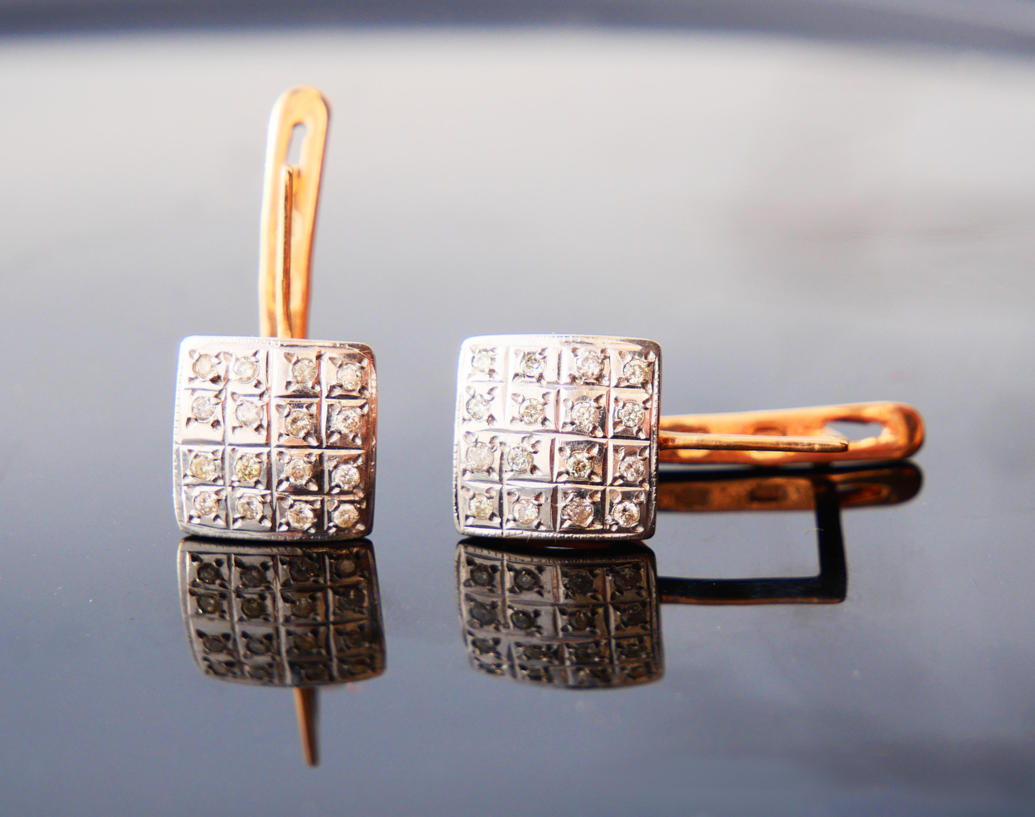 1989 Soviet Russian Earrings Diamonds solid 14K Gold / 5.95 gr en vente 4