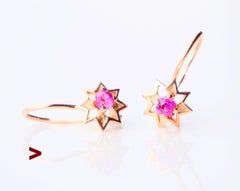 1989 Sowjetunion Russische Ohrringe Rubin massiv 583 /14K Rose Gold / 1.82 g