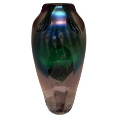 Vase vert soufflé à la main Studio Brian Maytum, 1989