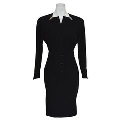 1989 Thierry Mugler Hiver Buick Collection FW Black Dress with Chrome Details