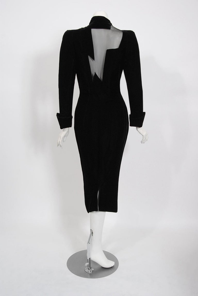 thierry mugler sheer dress 1990's THIERRY MUGLER black dress with sheer bodice