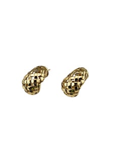 1989 Tiffany & Co. 18K Yellow Gold Vannerie Hoop Earrings #25047