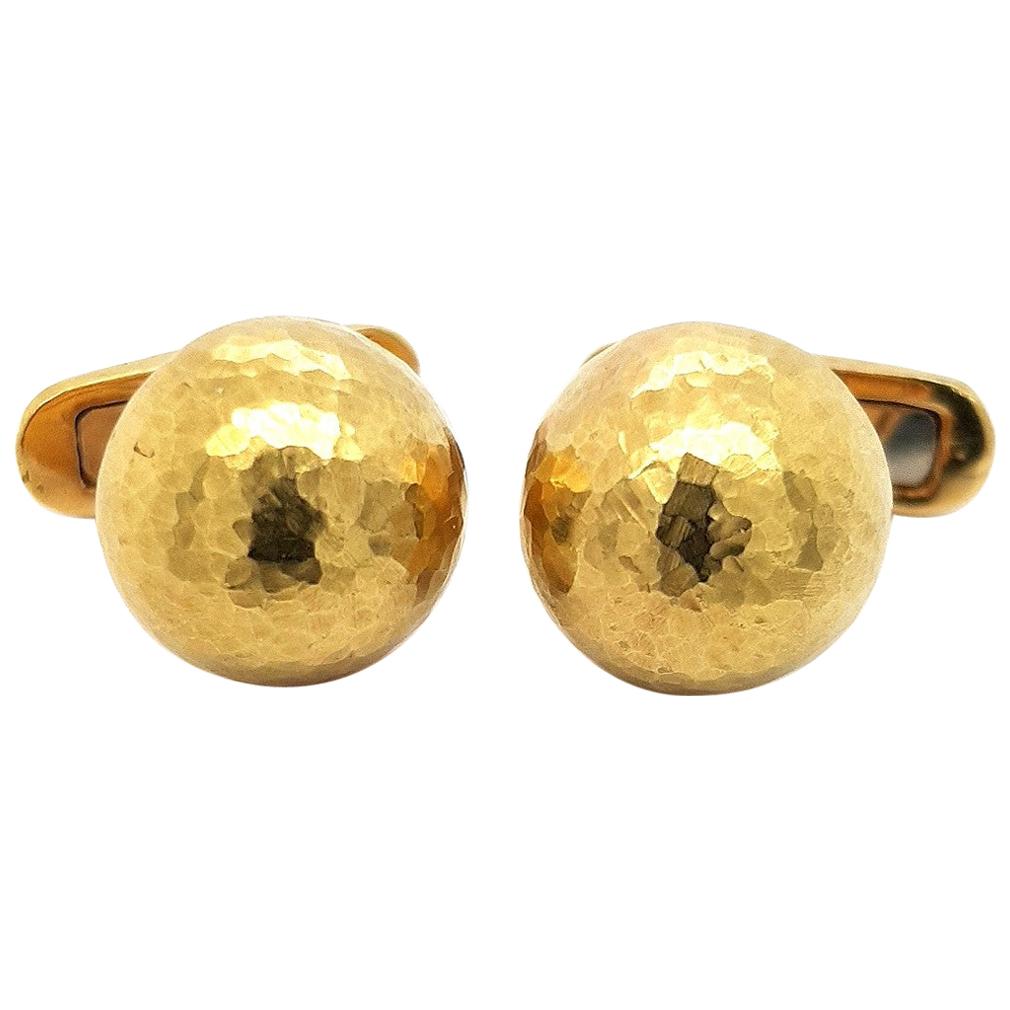 18kt Yellow Gold Cufflinks Dome Hammered, 1989 Tiffany & Co. Paloma Picasso