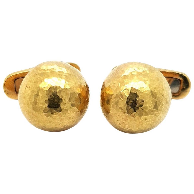 18kt Yellow Gold Cufflinks Dome Hammered, 1989 Tiffany & Co. Paloma Picasso For Sale