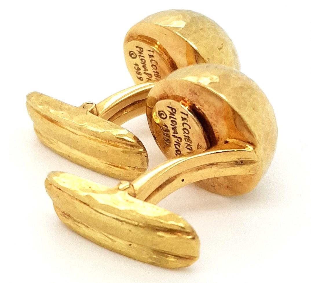 18kt Yellow Gold Cufflinks Dome Hammered, 1989 Tiffany & Co. Paloma Picasso For Sale 4