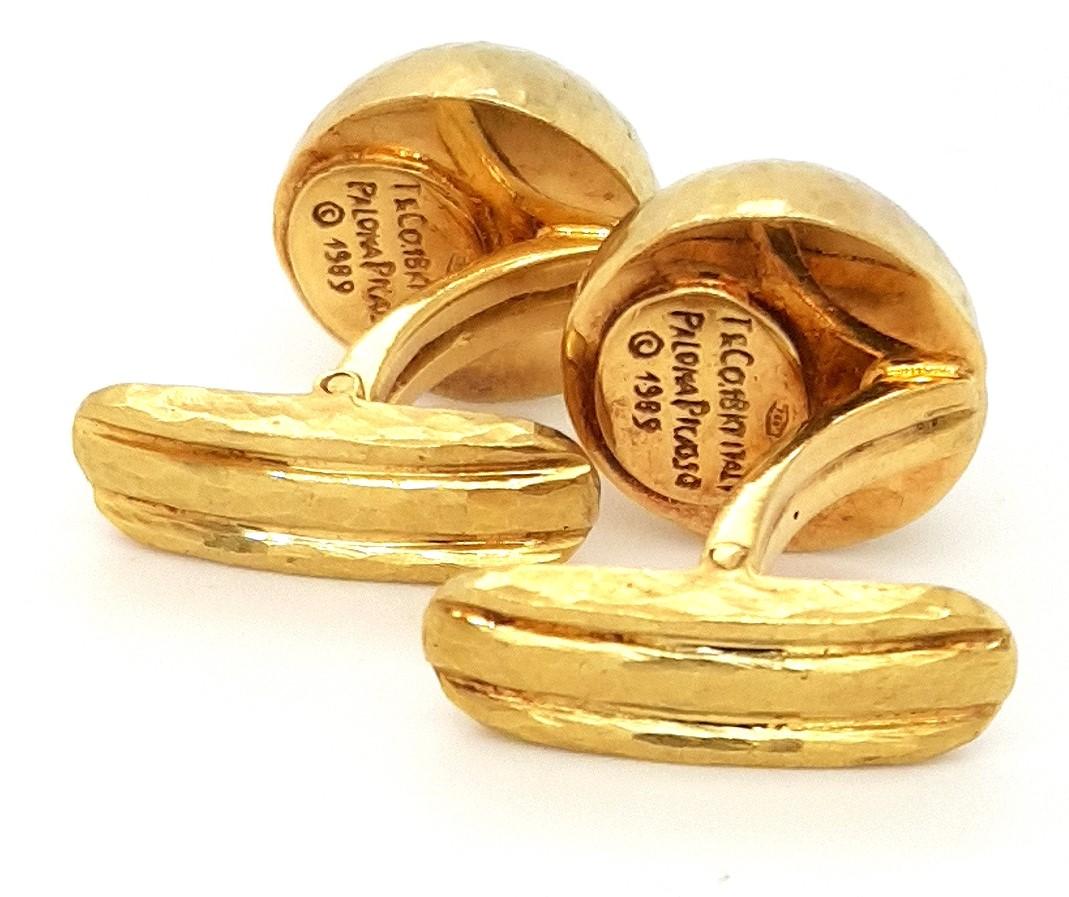 18kt Yellow Gold Cufflinks Dome Hammered, 1989 Tiffany & Co. Paloma Picasso For Sale 5