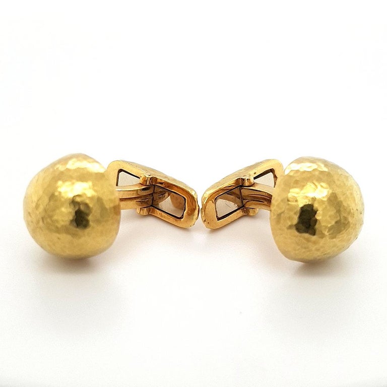18kt Yellow Gold Cufflinks Dome Hammered, 1989 Tiffany & Co. Paloma Picasso For Sale 11