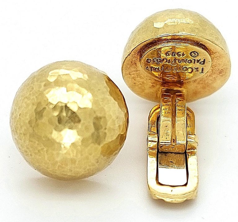 18kt Yellow Gold Cufflinks Dome Hammered, 1989 Tiffany & Co. Paloma Picasso For Sale 14