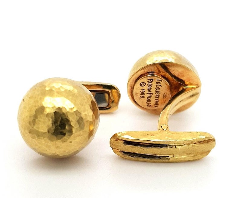 18kt Yellow Gold Cufflinks Dome Hammered, 1989 Tiffany & Co. Paloma Picasso For Sale 3