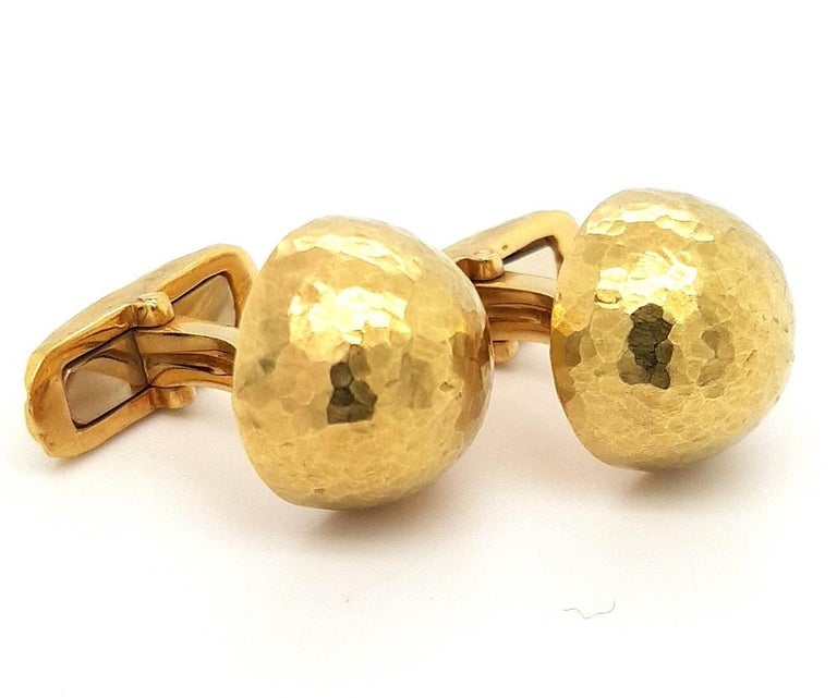 18kt Yellow Gold Cufflinks Dome Hammered, 1989 Tiffany & Co. Paloma Picasso For Sale 4