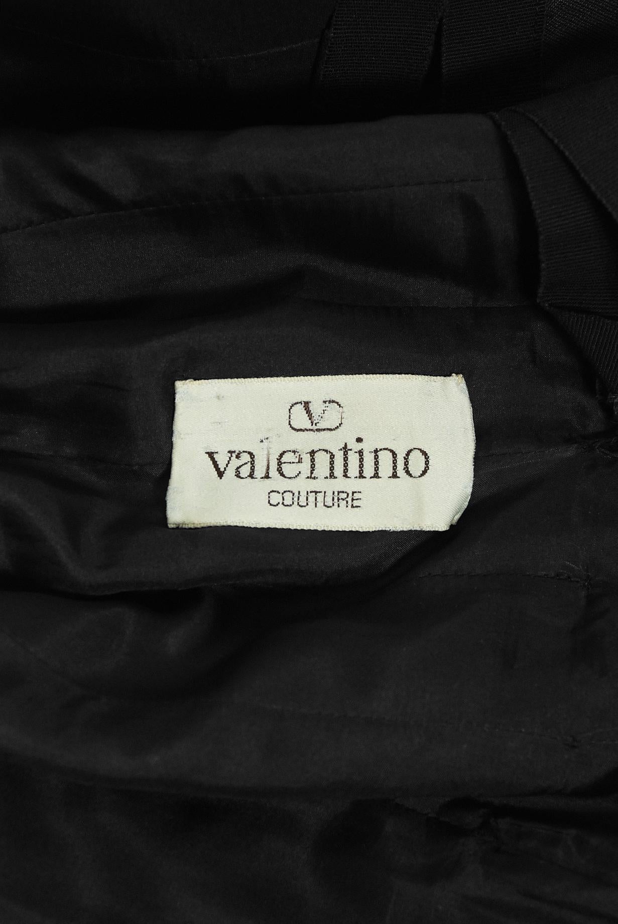 Women's Vintage 1989 Valentino Couture Black & White Collar Cuff Silk Babydoll Dress