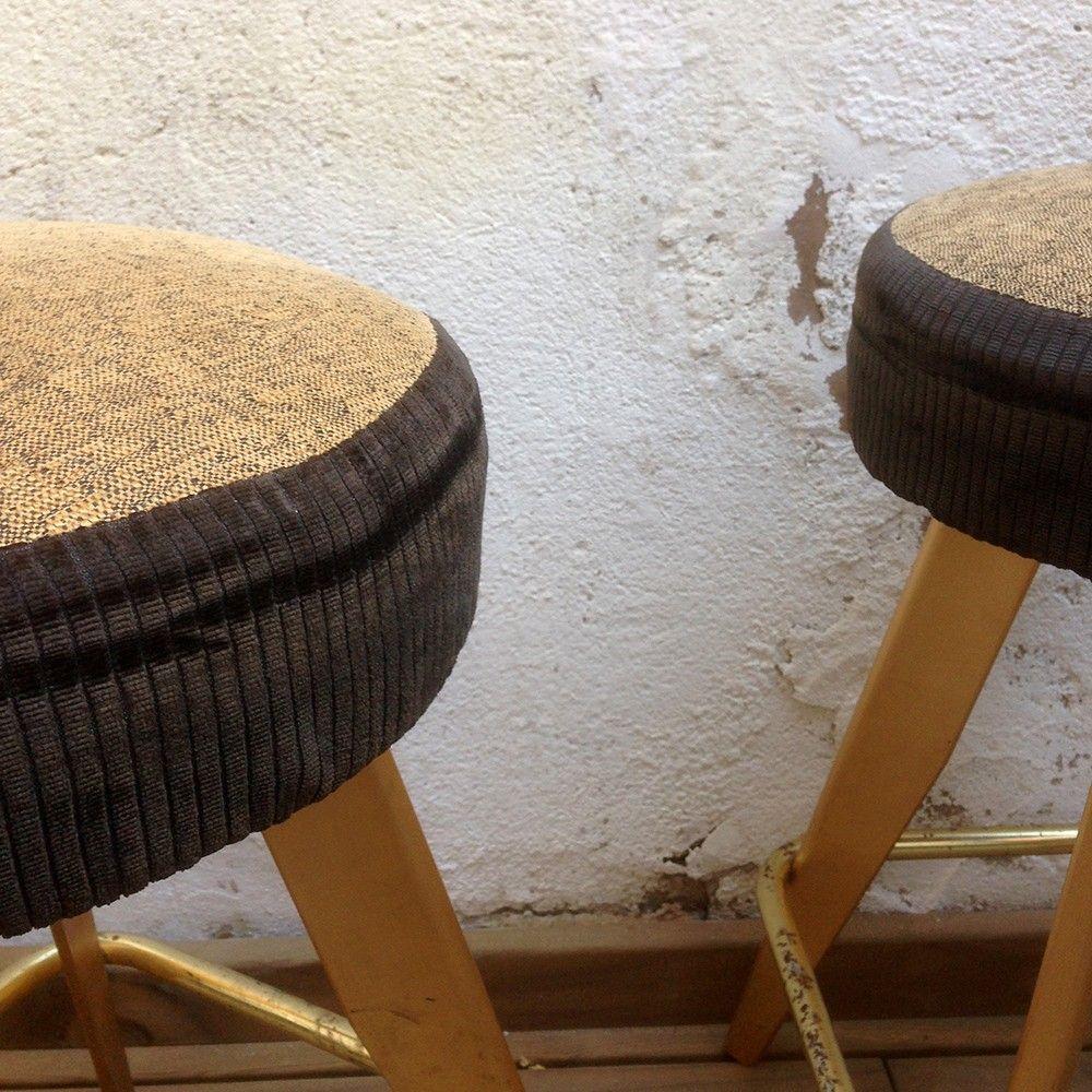 1989 Vintage American Style Casino Stools with Gold Metal Frames In Good Condition For Sale In Barcelona, Barcelona