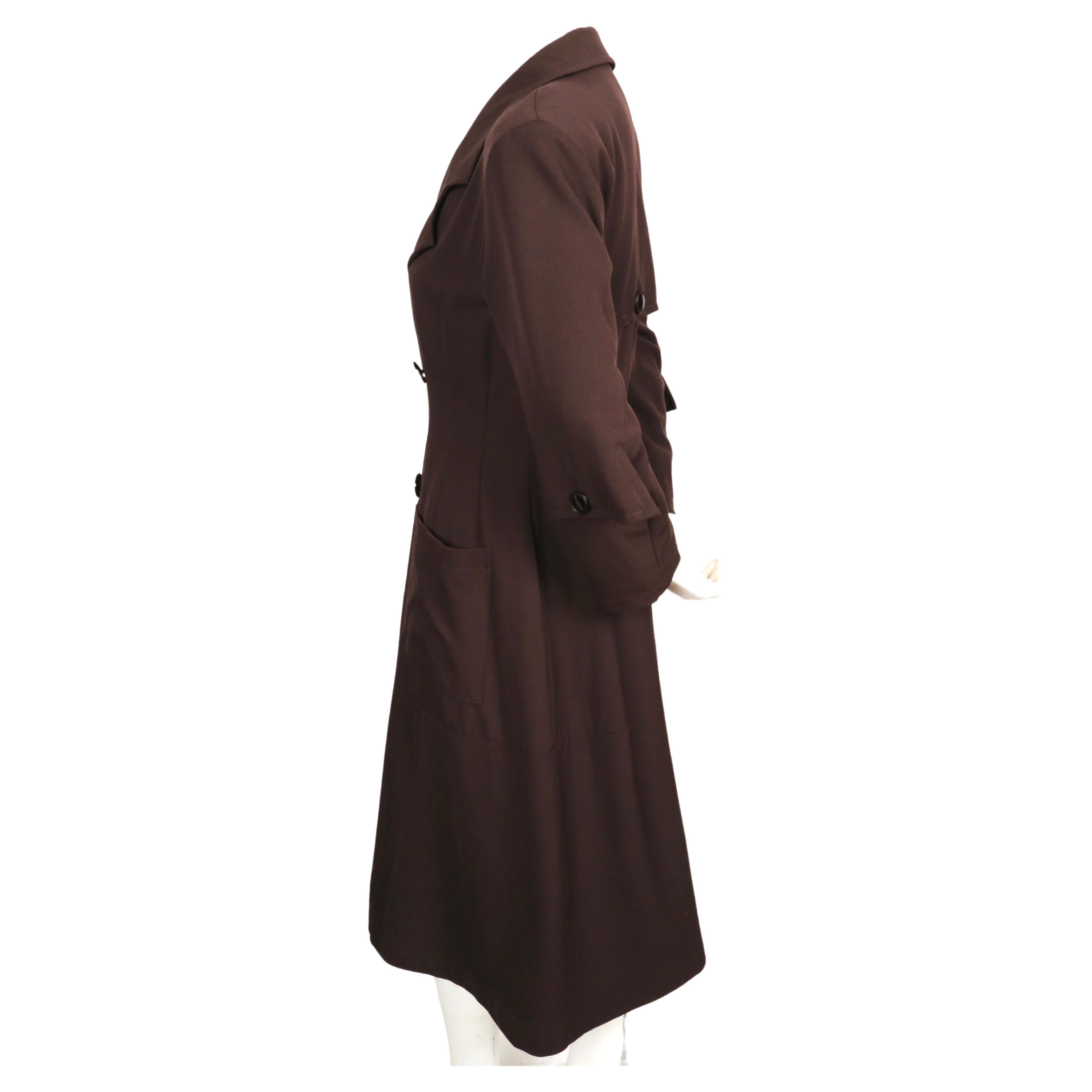 1989 YOHJI YAMAMOTO brown runway coat with button detail In Good Condition For Sale In San Fransisco, CA