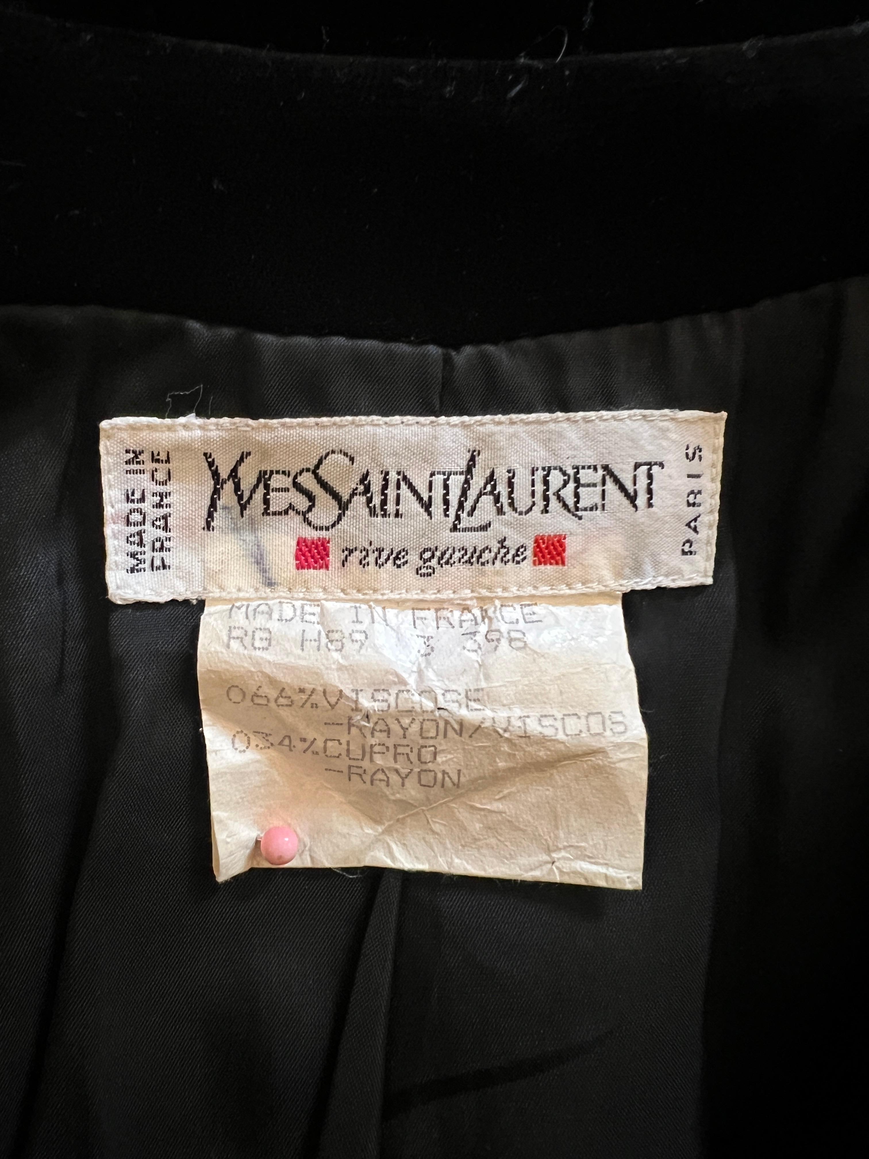 1989 Yves Saint Laurent Black Velvet Jacket with Large Black Buttons 1