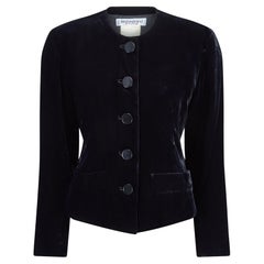 1989 Yves Saint Laurent Black Velvet Jacket with Large Black Buttons