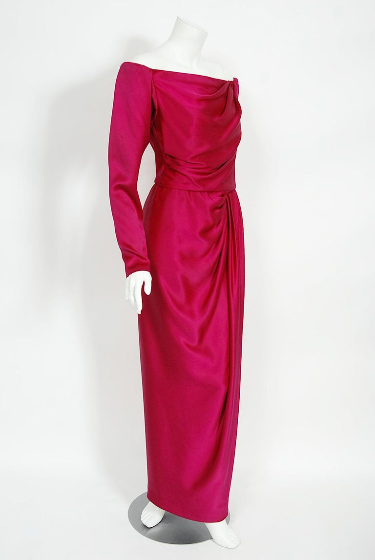 Spectacular Spring 1992 Yves Saint Laurent Haute Couture Look 47 Runway Dot & Embroidered Floral Pouf Dress