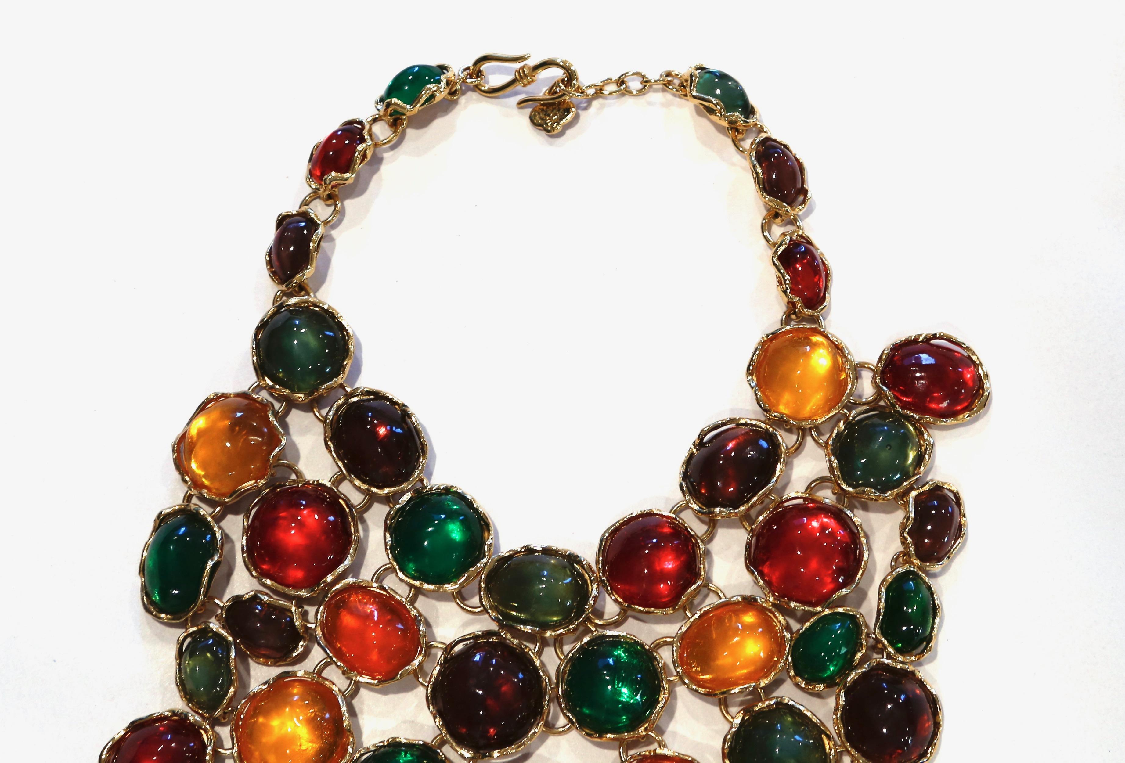 Women's 1989 YVES SAINT LAURENT haute couture poured glass bib necklace
