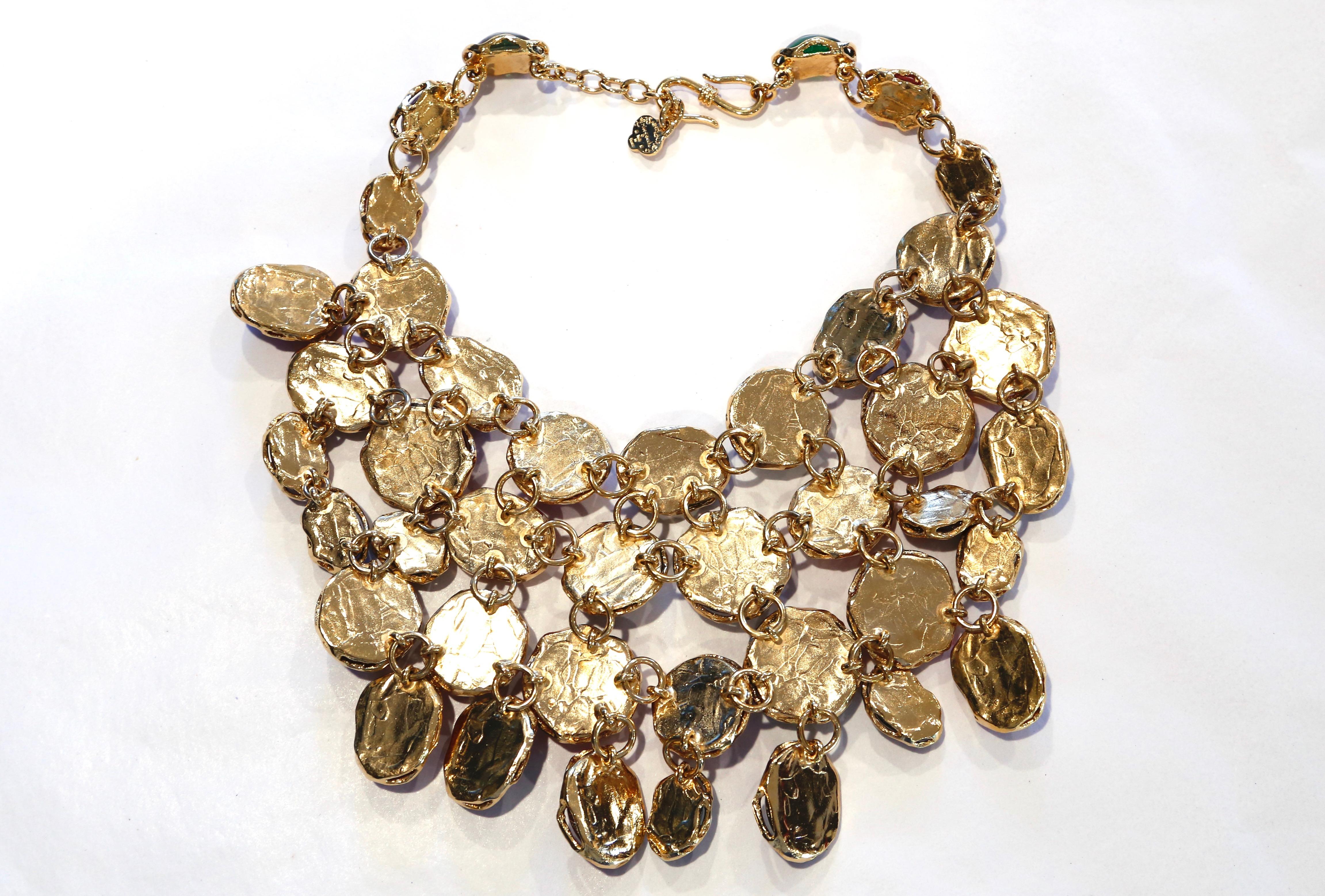 1989 YVES SAINT LAURENT haute couture poured glass bib necklace 1