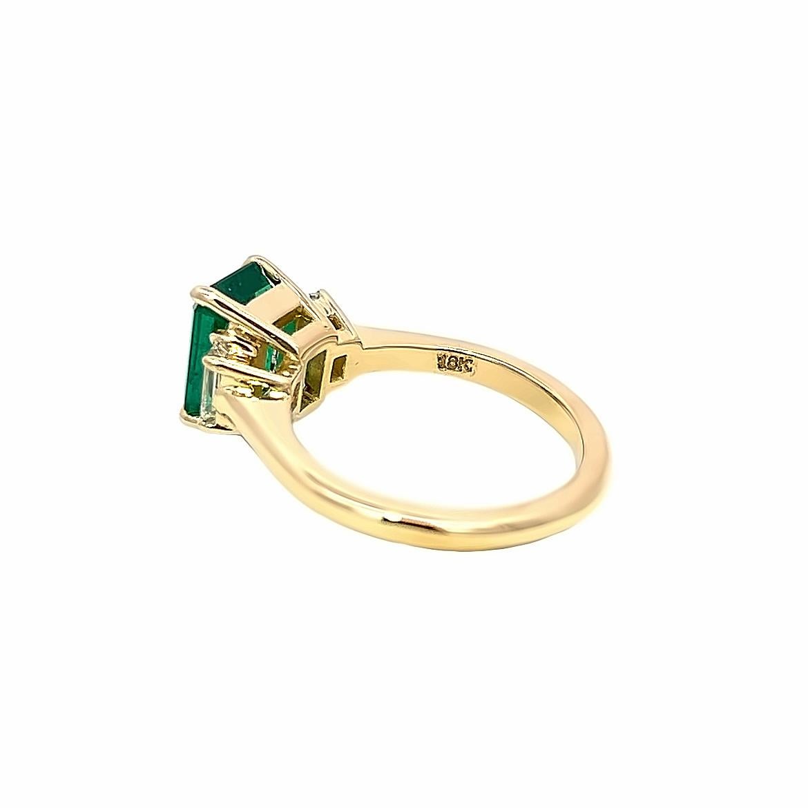 1.98CT Octagonal Emerald with Diamonds Ring, GIA Certified, set in 18K YG In New Condition For Sale In New York, NY