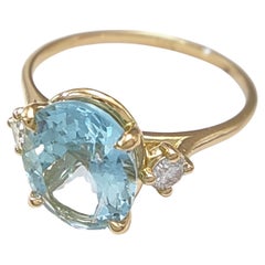1.98ct Aigue-marine ovale 0.13ct Bague de fiançailles diamant - Cadeau parfait pour elle