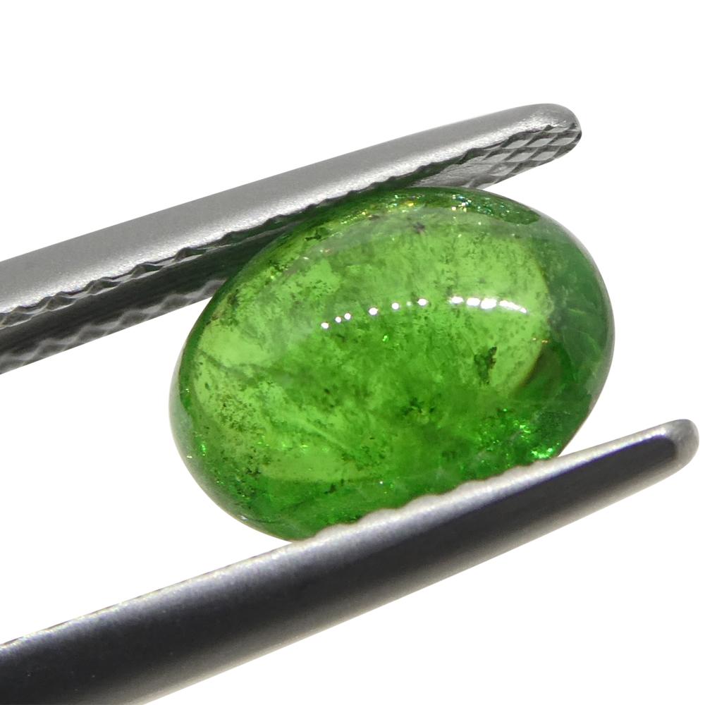 Oval Cut 1.98ct Oval Cabochon Green Tsavorite Garnet from Kenya, Unheated For Sale