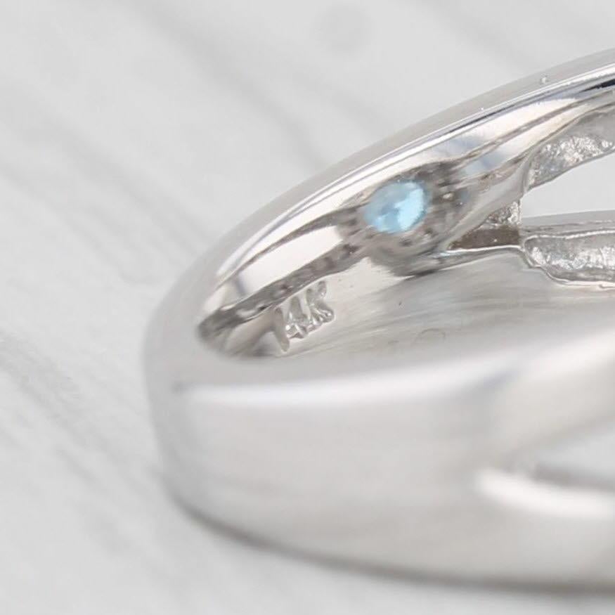1.98ctw Anillo Halo de Diamantes Topacio Azul Oro Blanco 14k Talla 6.5 Compromiso en venta 2