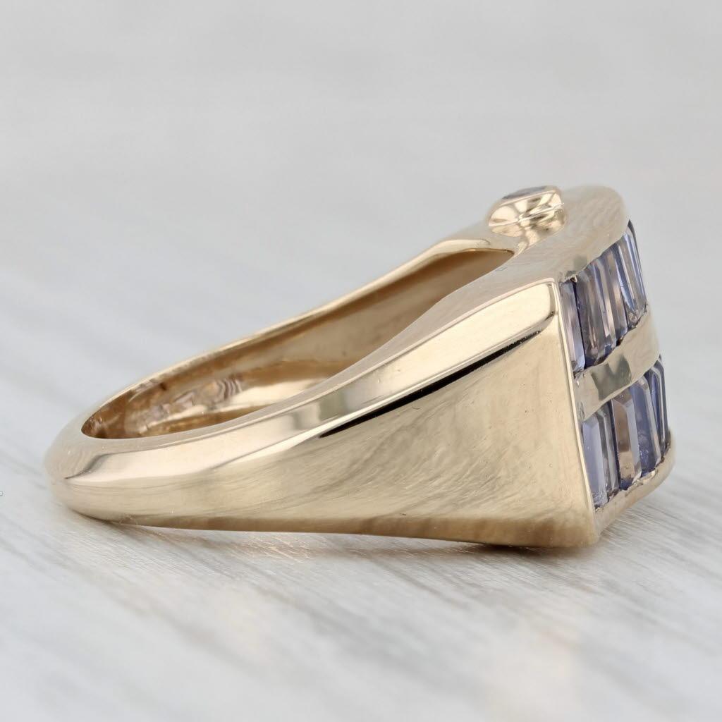 Women's or Men's 1.98ctw Iolite Tanzanite Ring 14k Yellow Gold Size 7 Abstract Cocktail For Sale