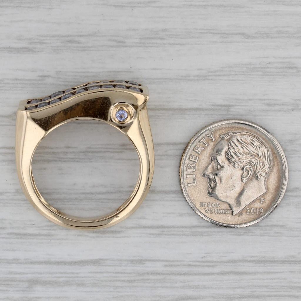 1.98ctw Iolite Tanzanite Ring 14k Yellow Gold Size 7 Abstract Cocktail For Sale 3