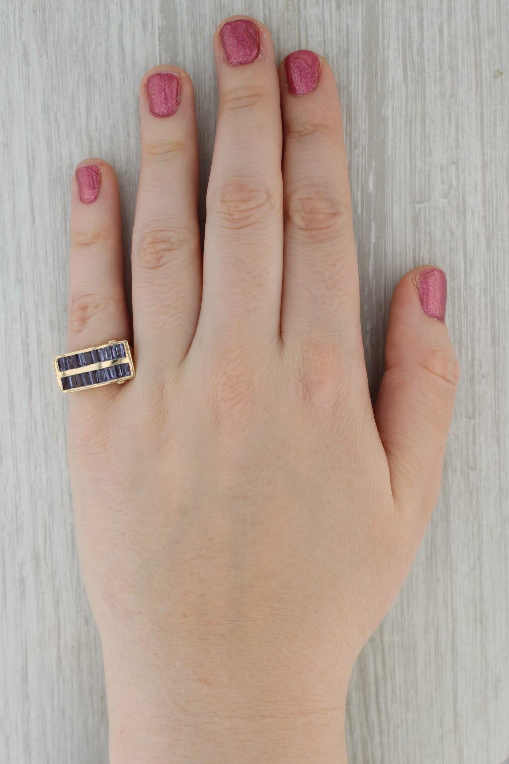 1.98ctw Iolite Tanzanite Ring 14k Yellow Gold Size 7 Abstract Cocktail For Sale 4