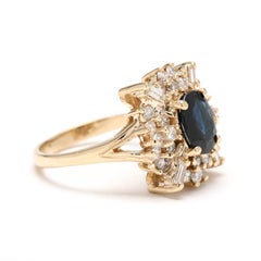 1.98ctw Sapphire and Diamond Cluster Ring, 14k Yellow Gold, Ring Size 6.5