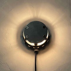 Luci circolari britanniche in alluminio e vetro prismatico RAF del 198 da Thorn