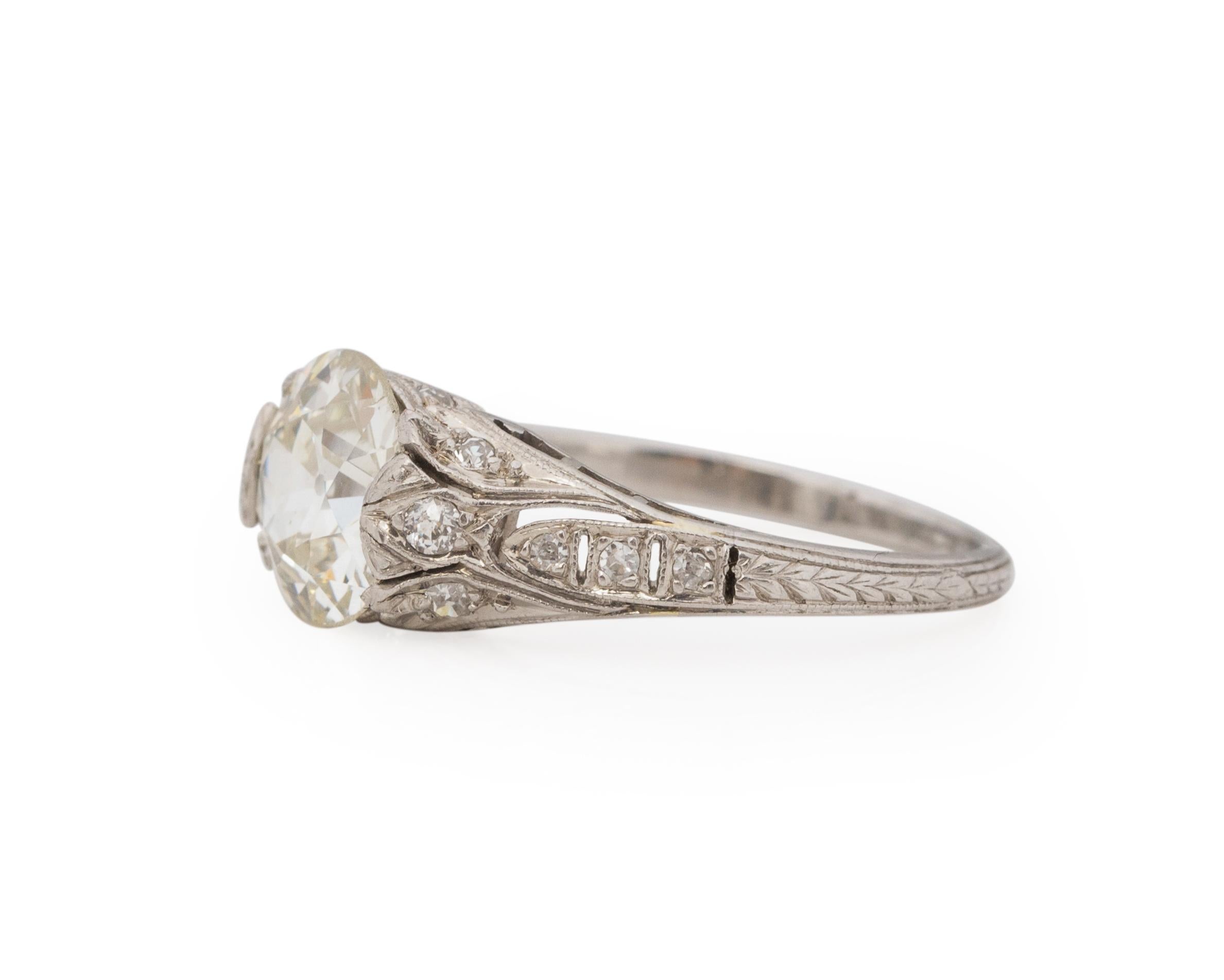 1,99 Karat Art Deco Diamant Platin Verlobungsring (Art déco) im Angebot