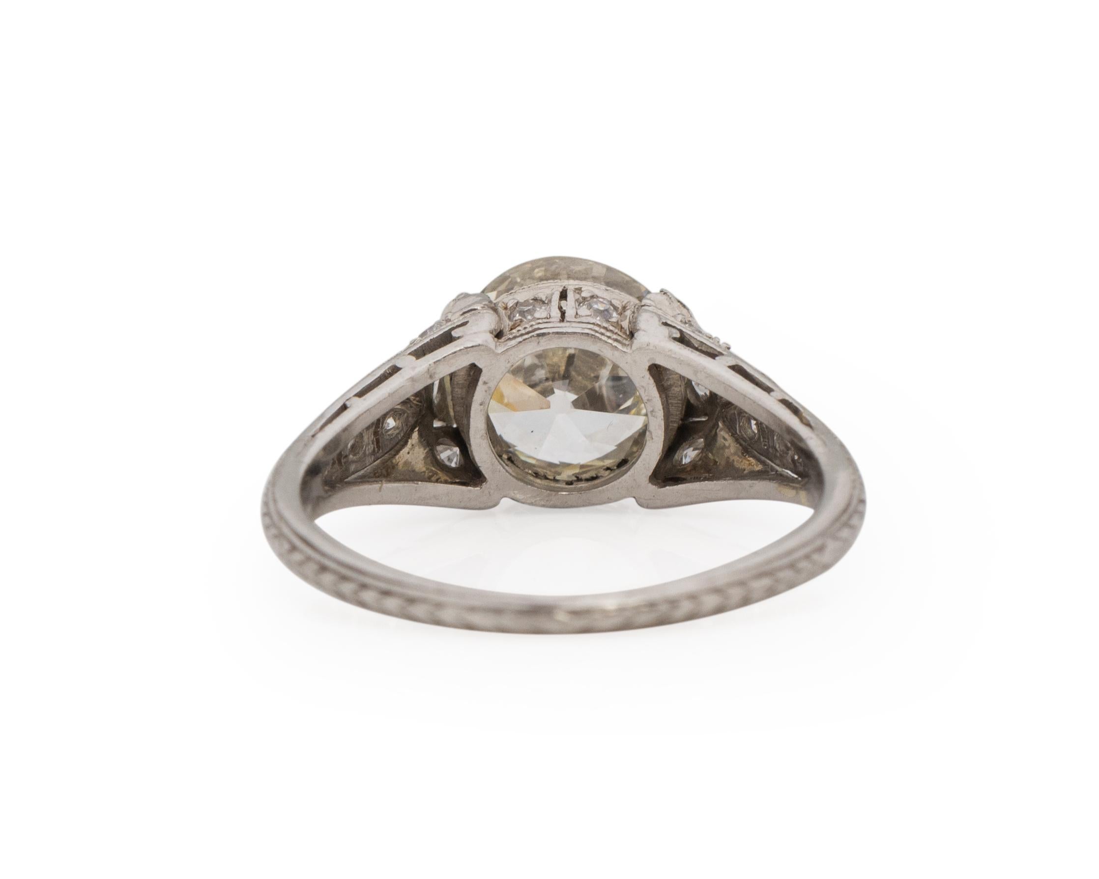 1,99 Karat Art Deco Diamant Platin Verlobungsring (Alteuropäischer Schliff) im Angebot