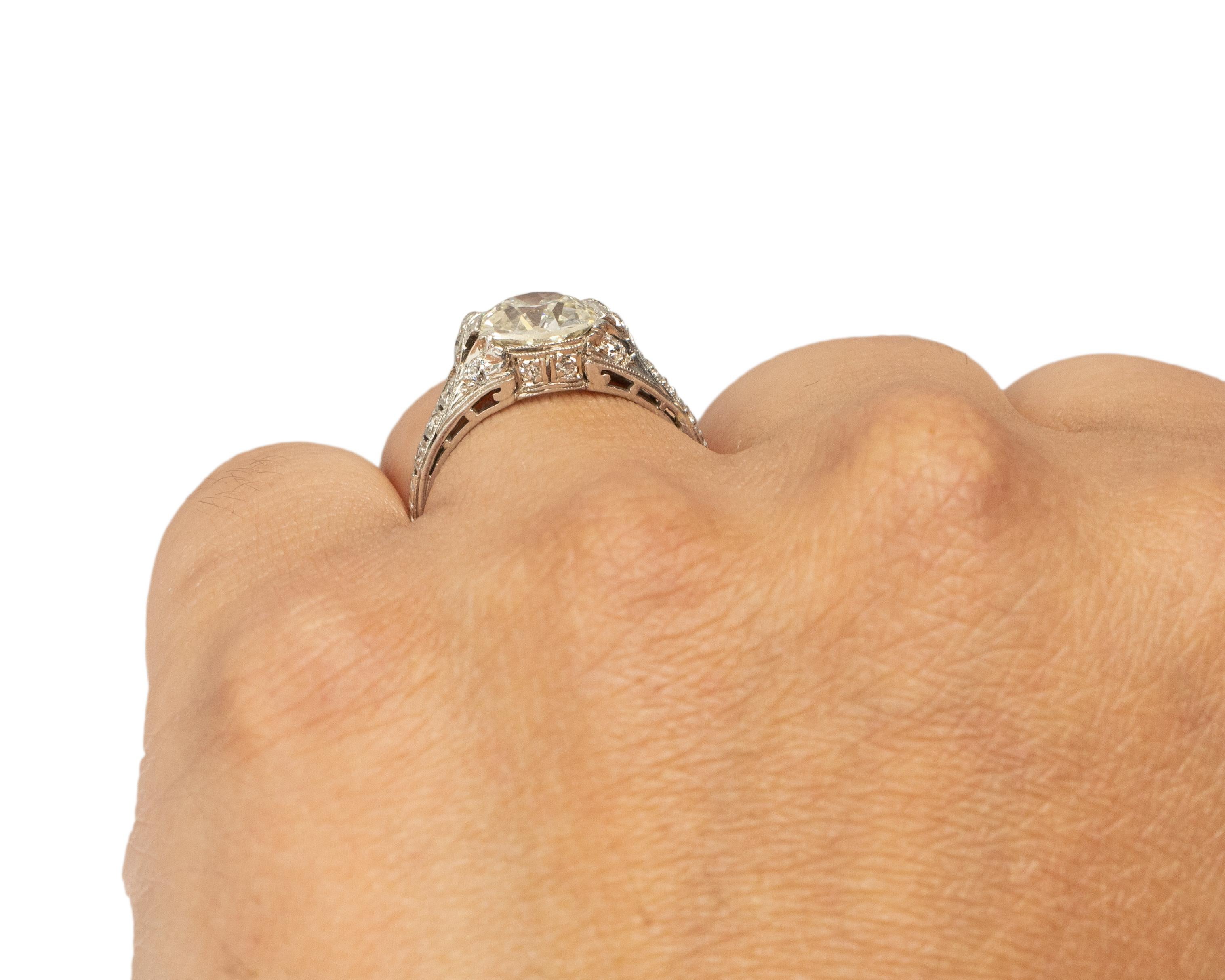 Old European Cut 1.99 Carat Art Deco Diamond Platinum Engagement Ring For Sale