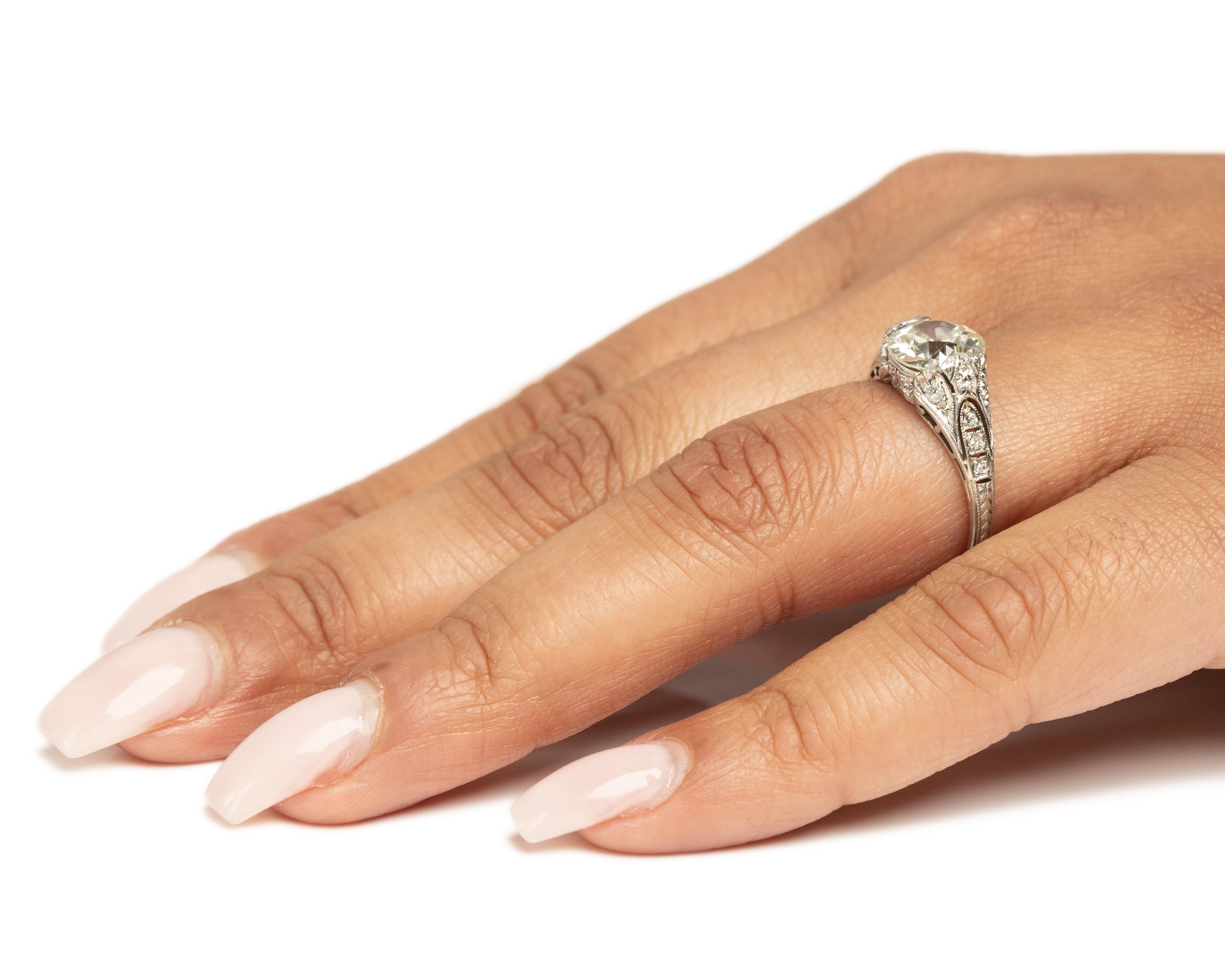 1.99 Carat Art Deco Diamond Platinum Engagement Ring In Good Condition For Sale In Atlanta, GA