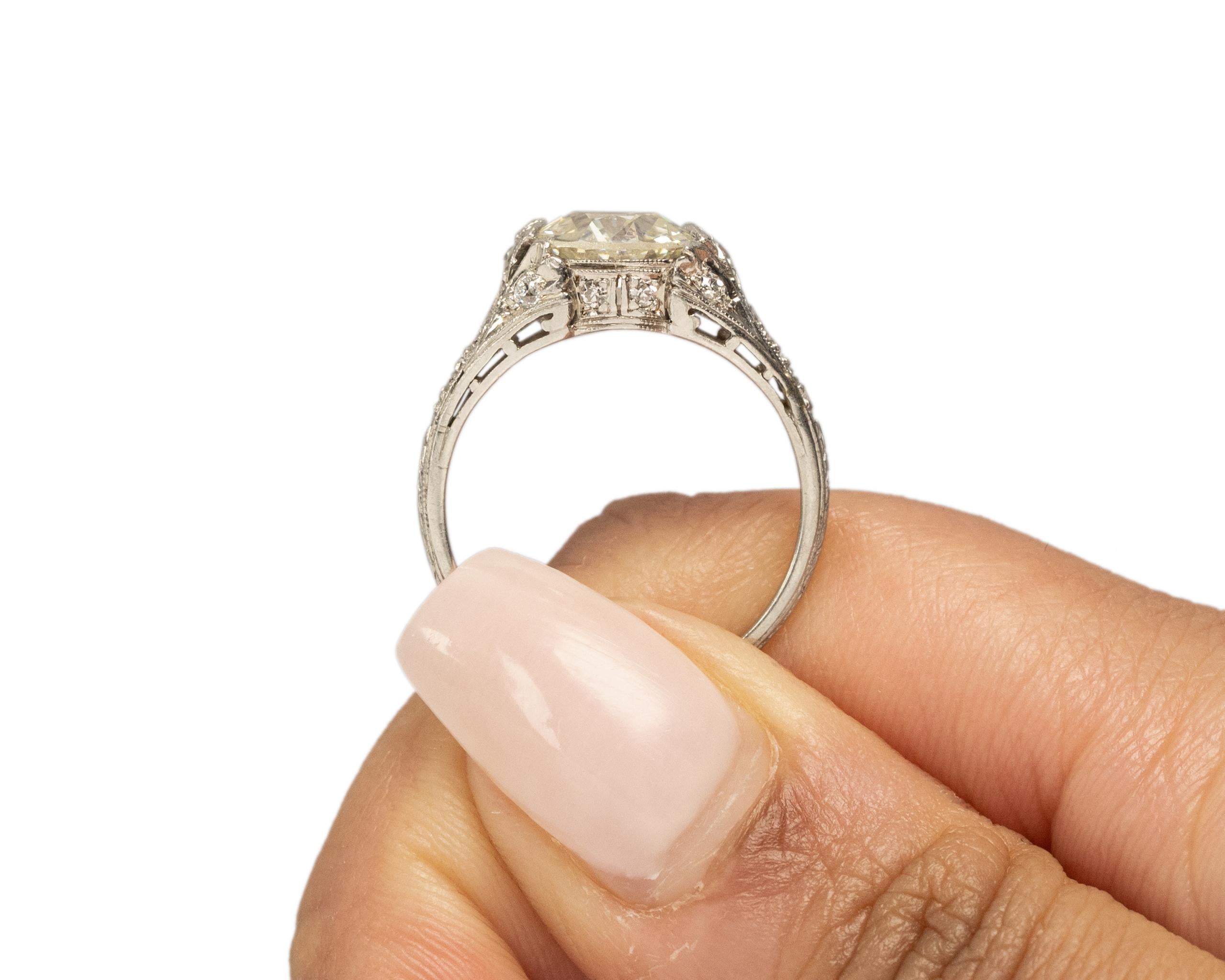 Women's 1.99 Carat Art Deco Diamond Platinum Engagement Ring For Sale
