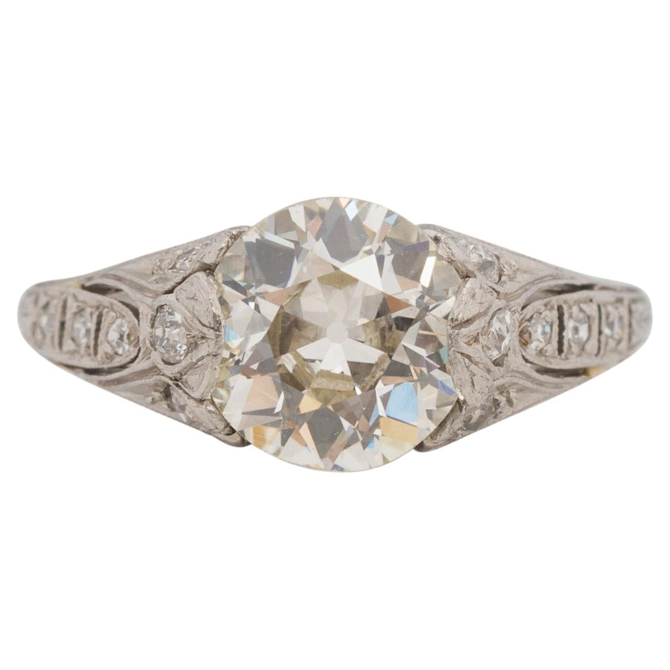 1.99 Carat Art Deco Diamond Platinum Engagement Ring