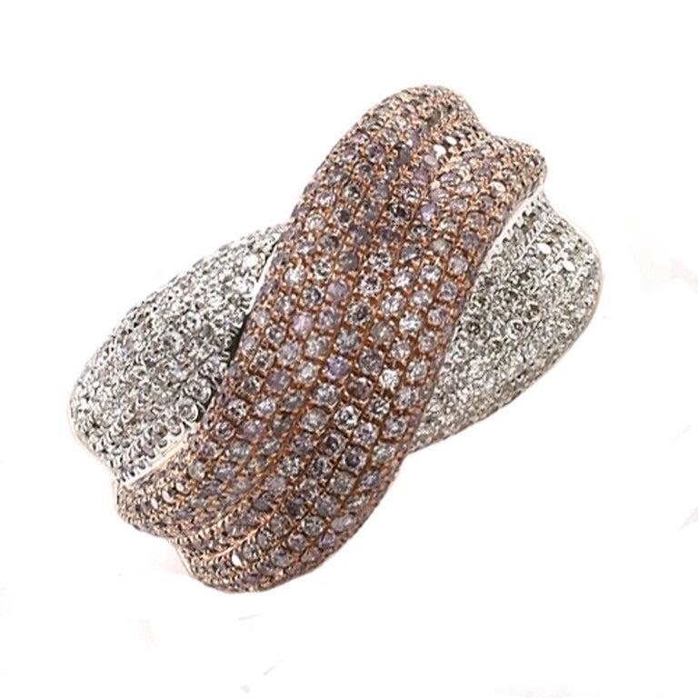 1.99 Carat Natural Pink Diamond Pave Ring In New Condition In New York, NY