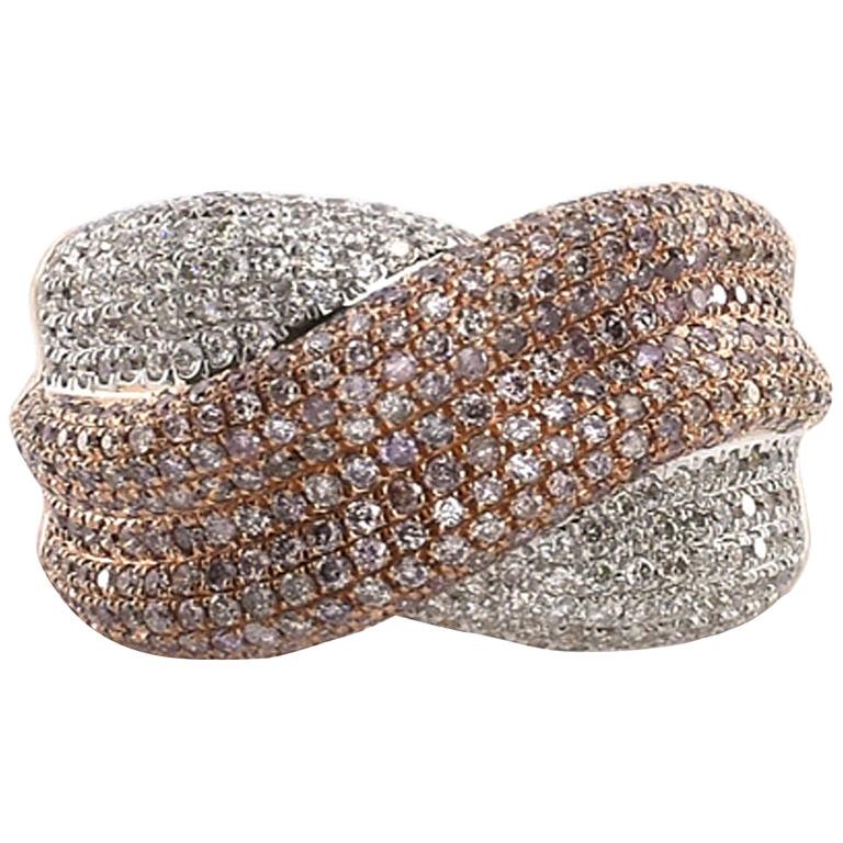 1.99 Carat Natural Pink Diamond Pave Ring