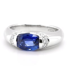 1.99 Carat Natural Sapphire and Diamond Band Ring Set in Platinum