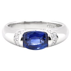 1.99 Carat Natural Sapphire and Diamond Band Ring Set in Platinum