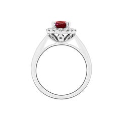 1.99 Carat Ruby and Diamond Platinum Cluster Engagement Ring
